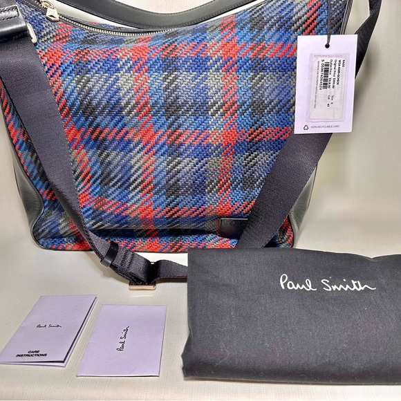 Paul Smith Women's Navy And Red Woven Check Hobo Bag - Picture 6 of 8